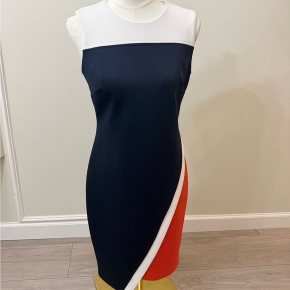 Tommy Hilfiger Navy and Orange Asymmetrical Dress - Picture 2 of 7